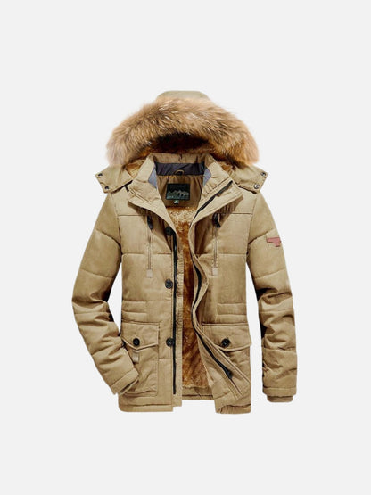 Insulated Mid-Length Hooded Jacket