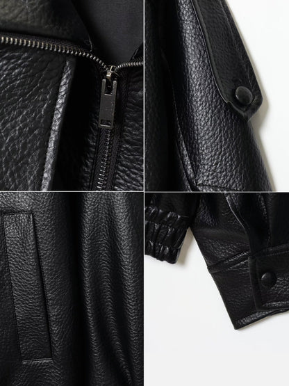 Stand Collar Faux Leather Jacket