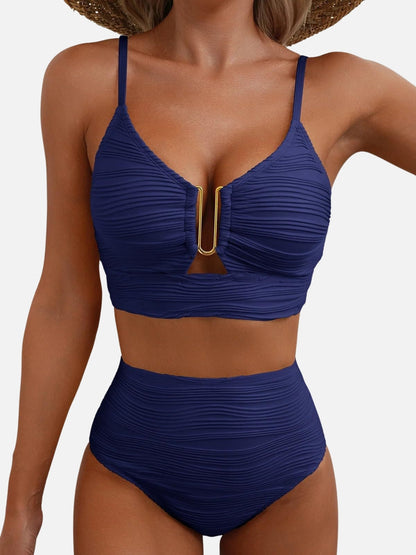 Texture High Waisted Stretch Bikini Set