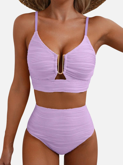 Texture High Waisted Stretch Bikini Set