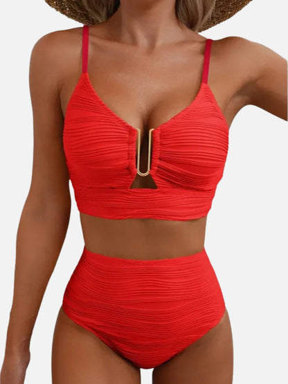 Texture High Waisted Stretch Bikini Set