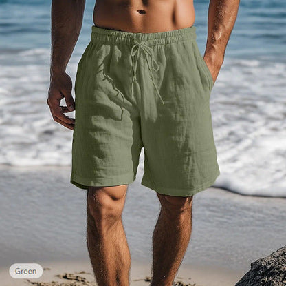 Linen Blend Drawstring Shorts