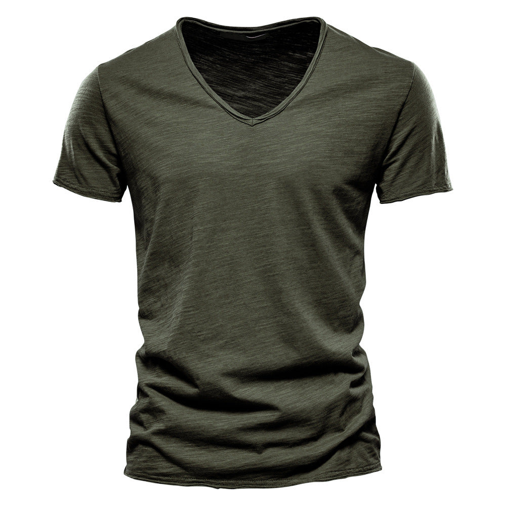 Slub Cotton V-Neck Tee