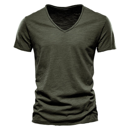 Slub Cotton V-Neck Tee