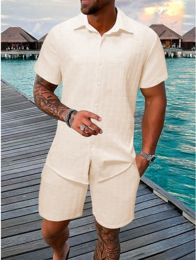 Jacquard Shirt & Shorts Set