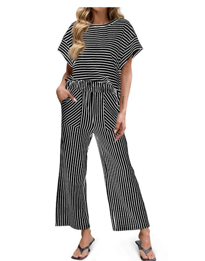 Striped Tee & Wide Leg Set