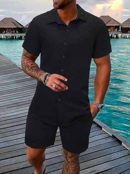 Jacquard Shirt & Shorts Set