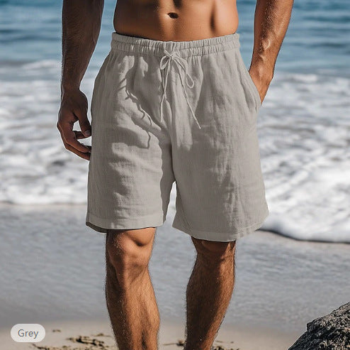 Linen Blend Drawstring Shorts