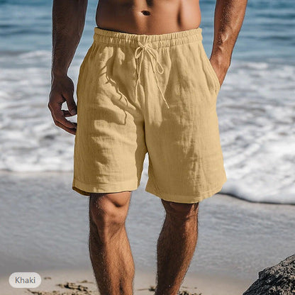 Linen Blend Drawstring Shorts