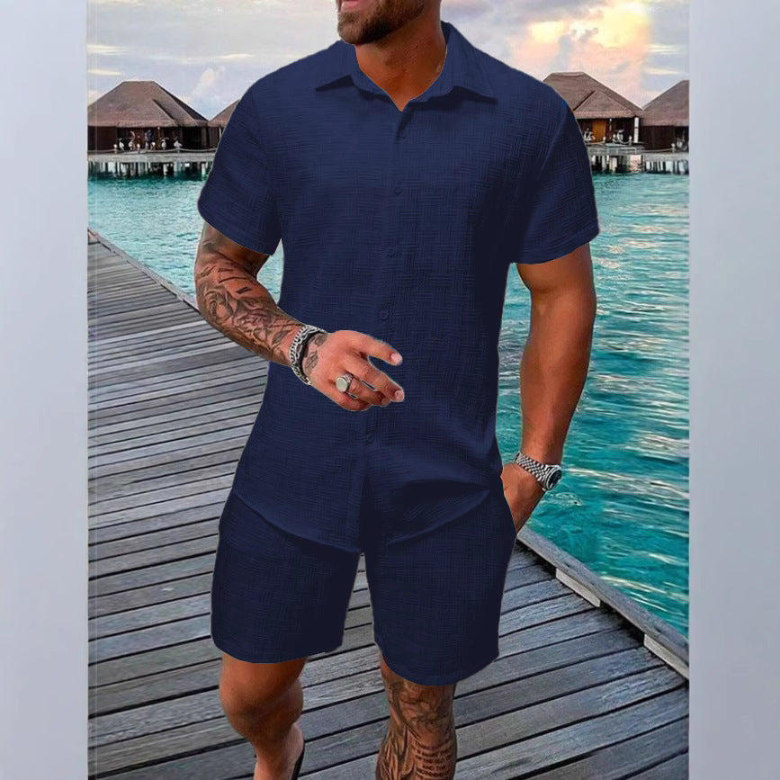 Jacquard Shirt & Shorts Set