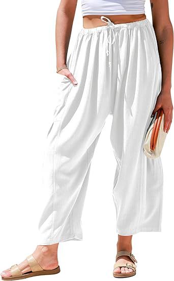 Pleated Cotton Linen Wide Leg Pants