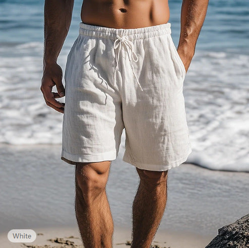 Linen Blend Drawstring Shorts